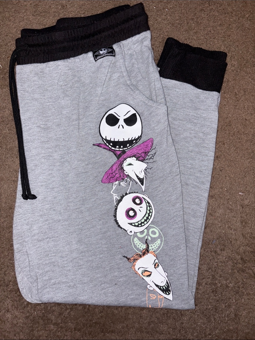 Womens Gray Graphic Jogger Pants with Character Print